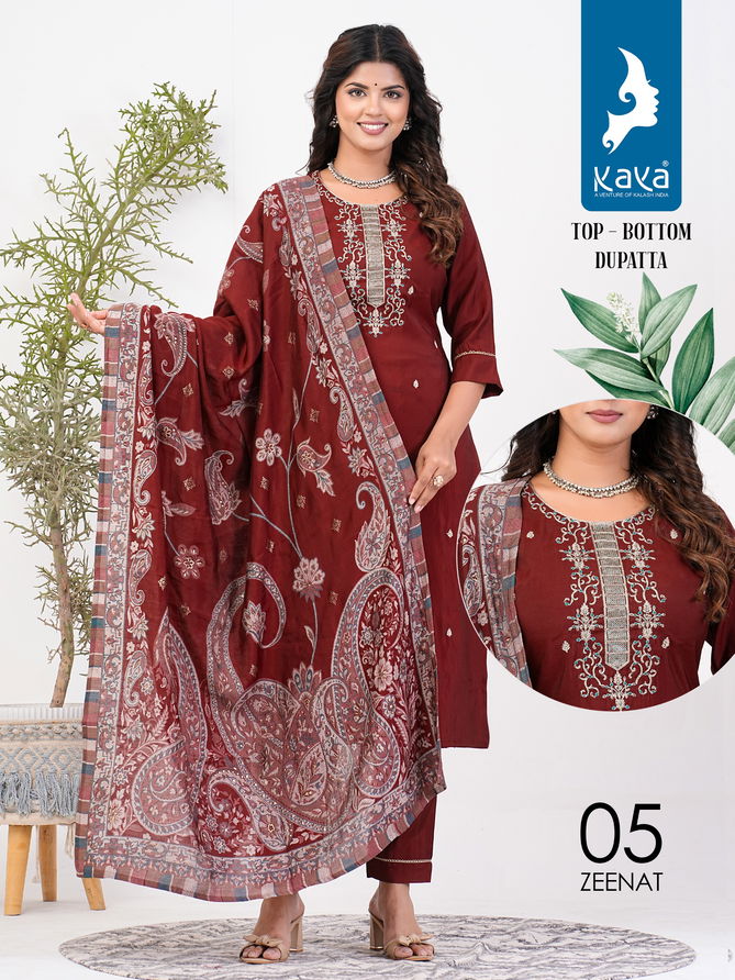 Zeenat By Kaya Roman Silk Kurti With Bottom Dupatta Wholesale Shop In Surat